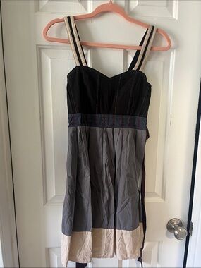 silence + noise Colorblock Mini Dress in Black, Gray, Cream